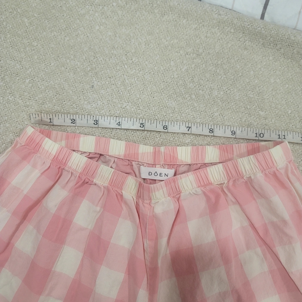 DÔEN Paz Pajama Set in Rosette Gingham Pink White Organic Cotton XS Cottagecore - Picture 15 of 17